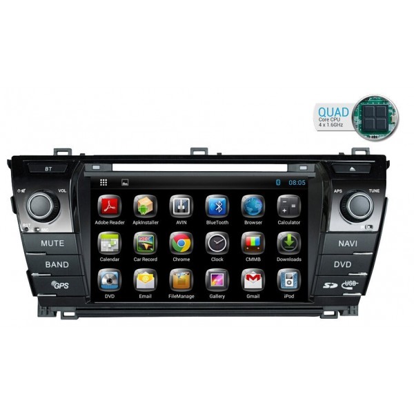 Radio DVD GPS Android HD QUAD CORE Toyota Corolla 2014 REF: TR1726