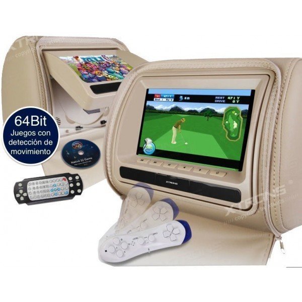 LCD Headrest with DVD, USB, SD Card and games. REF: TR1426.