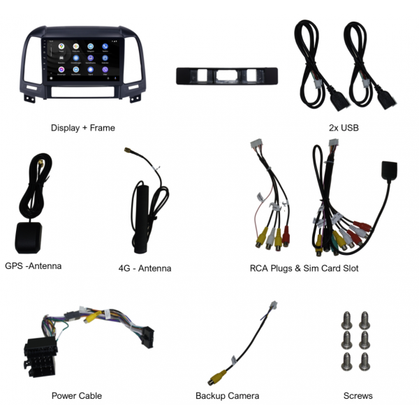 Navegador Hyundai Santa Fe con GPS Android 12 TR3919