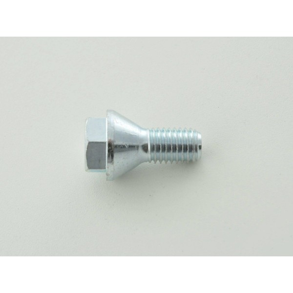 Single wheel bolt shaft length 21mm tapered collar short head silver M12x175