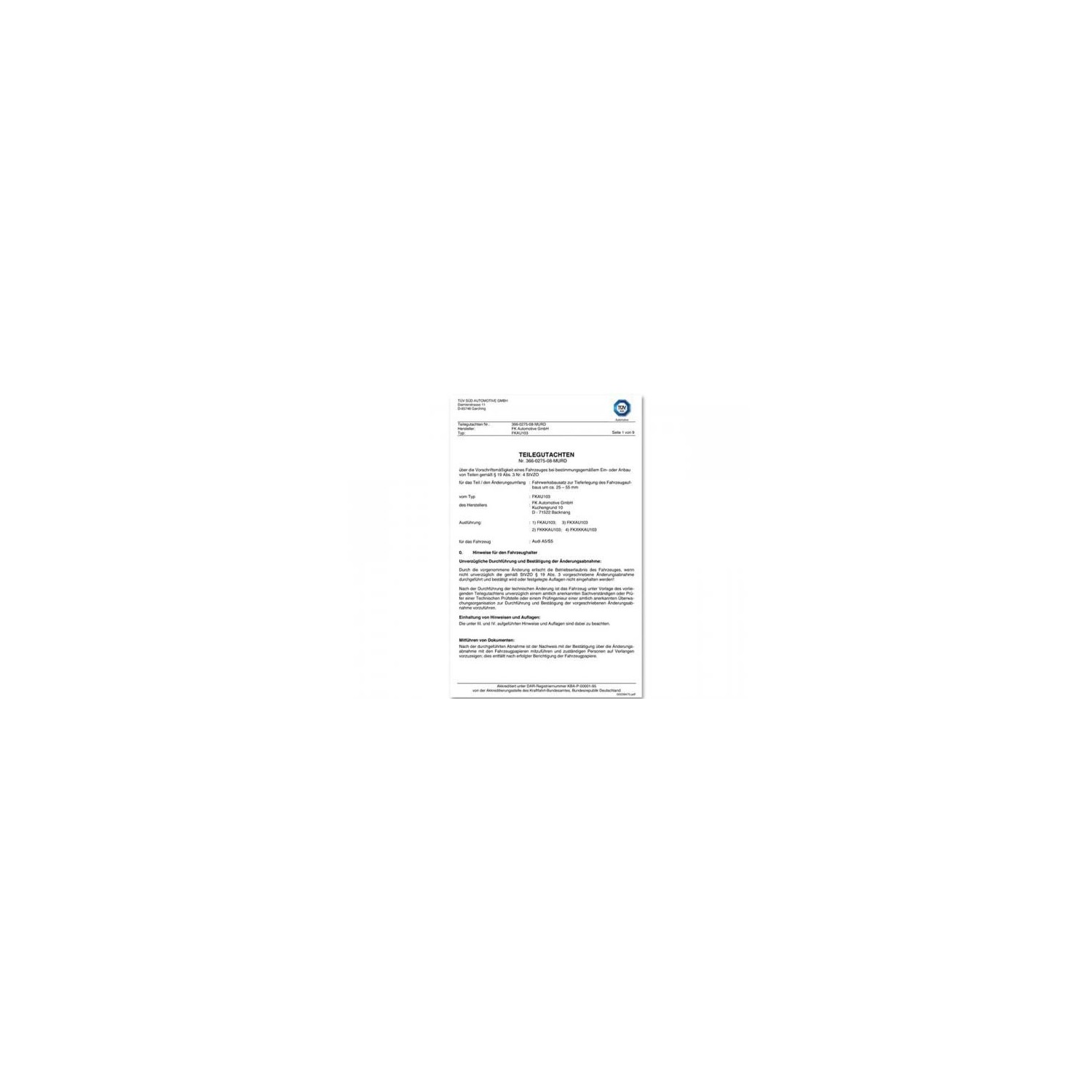 TUV Certificate Fee