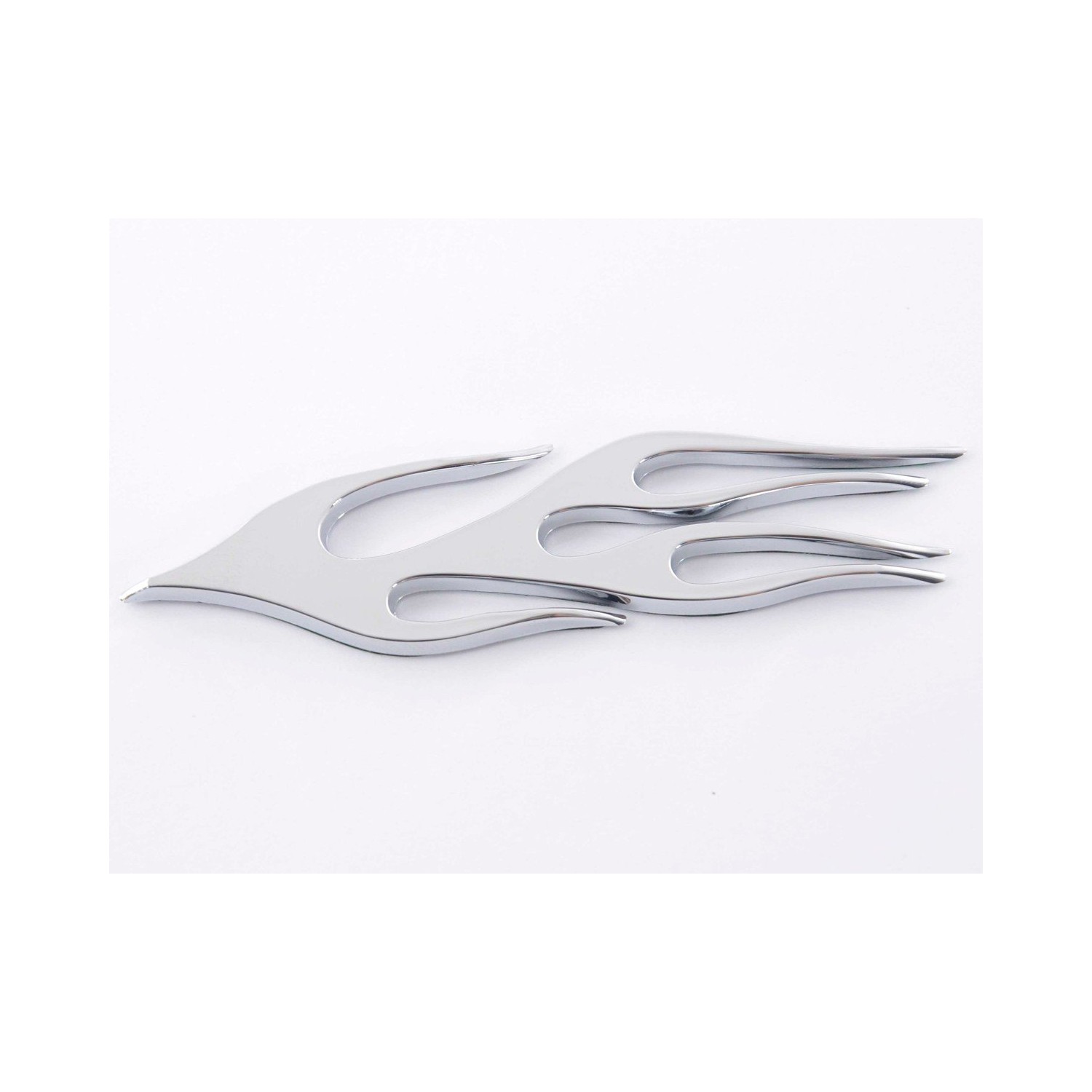 Sticker chrome 3D Car Logo motif Flame 115x45 mm chrome