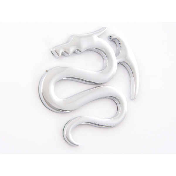 Sticker chrome 3D Car Logo motif Dragon I 75x62 mm chrome