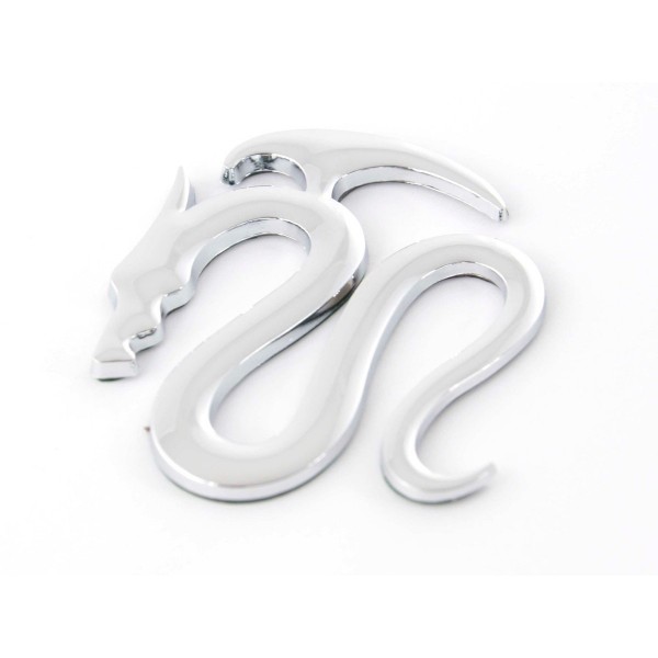 Sticker chrome 3D Car Logo motif Dragon I 75x62 mm chrome