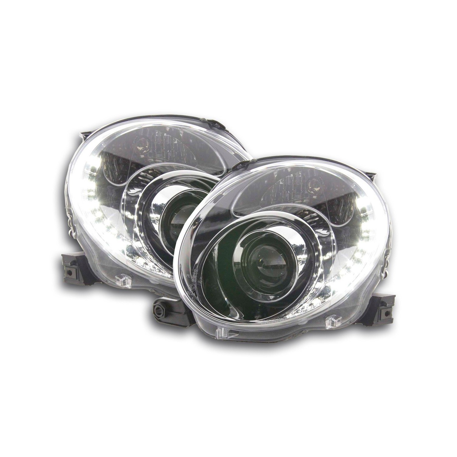 Daylight headlight LED DRL look Fiat 500 07 chrome