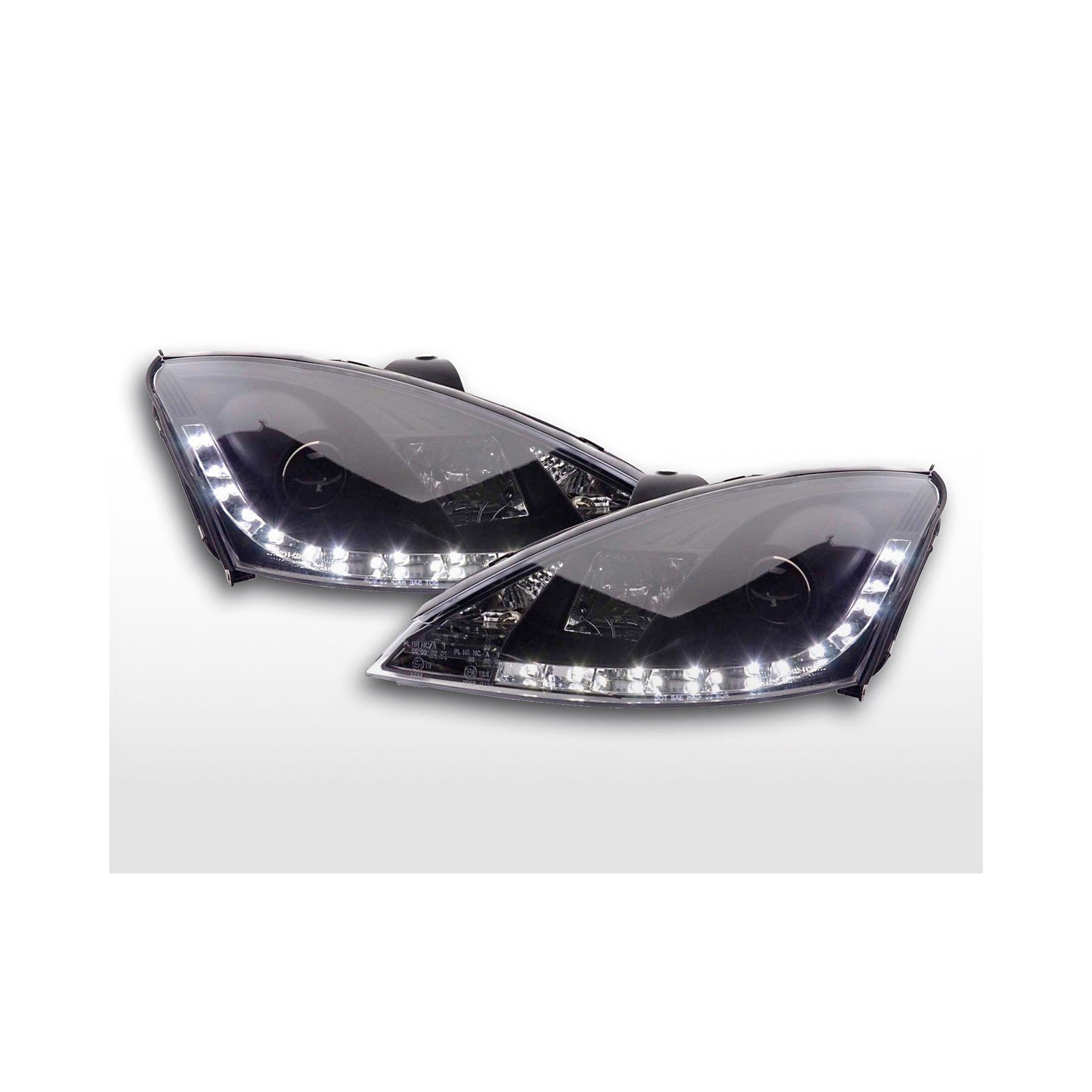 Daylight headlight LED DRL look Ford Focus 3 4 5 door 98 01 black