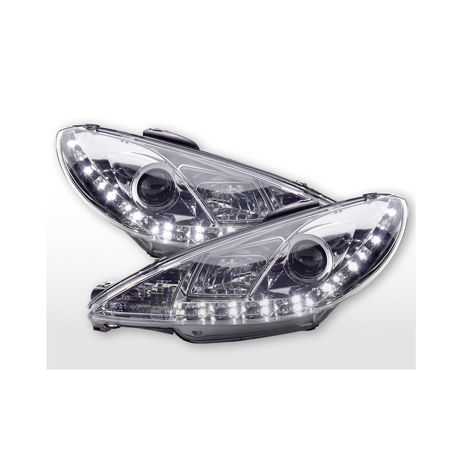 Daylight headlight LED DRL look Peugeot 206 98 chrome