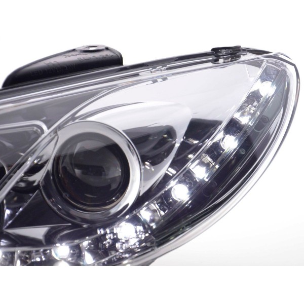 Daylight headlight LED DRL look Peugeot 206 98 chrome