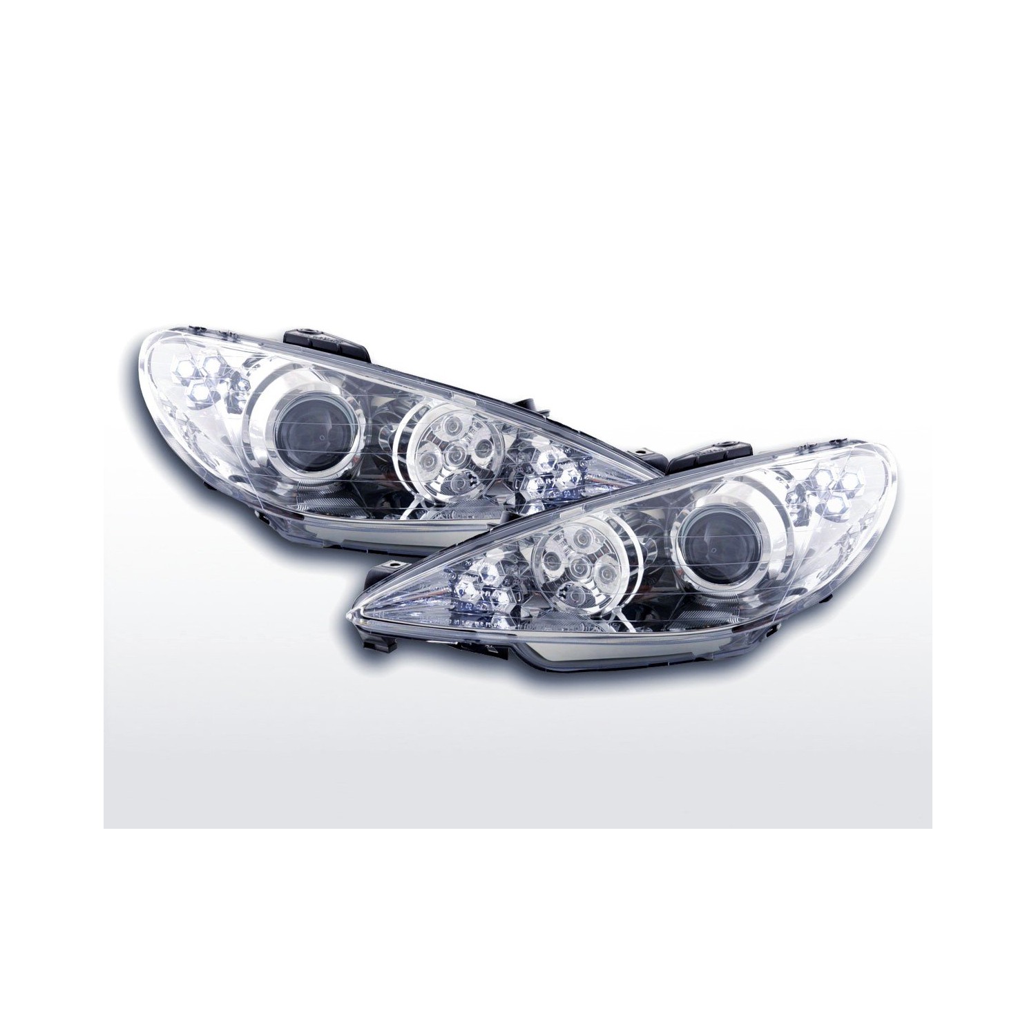 Daylight headlight LED DRL look Peugeot 206 98 05 chrome