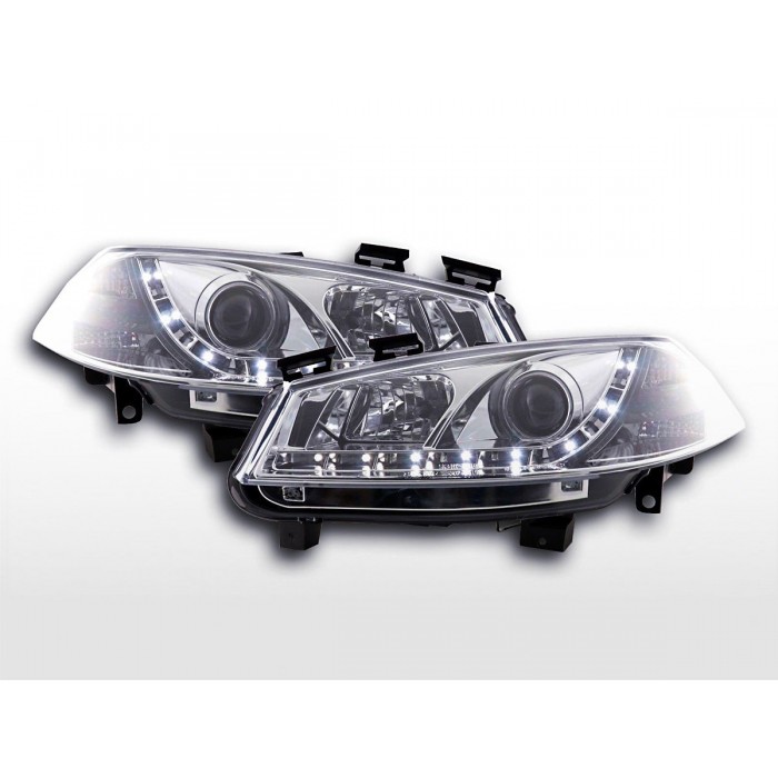 Daylight headlight LED DRL look Renault Megane 2 3 5 door 03 02 06 chrome