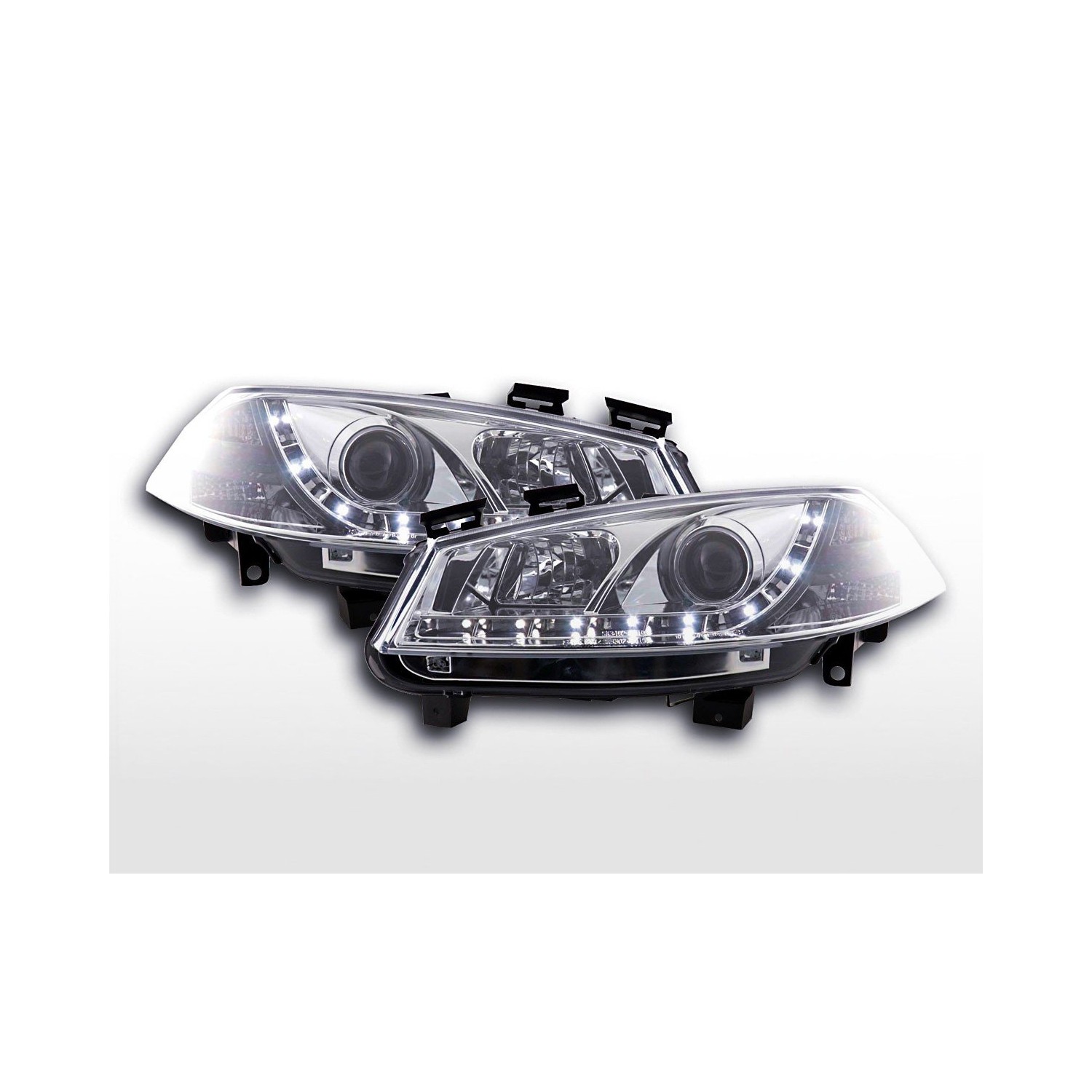 Daylight headlight LED DRL look Renault Megane 2 3 5 door 03 02 06 chrome