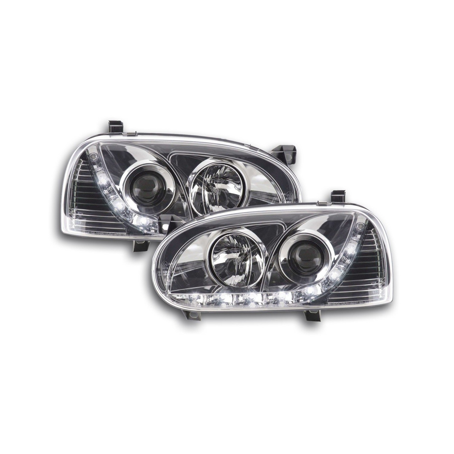 Daylight headlight LED DRL look VW Golf 3 type 1HXO 1EXO 91 97 chrome