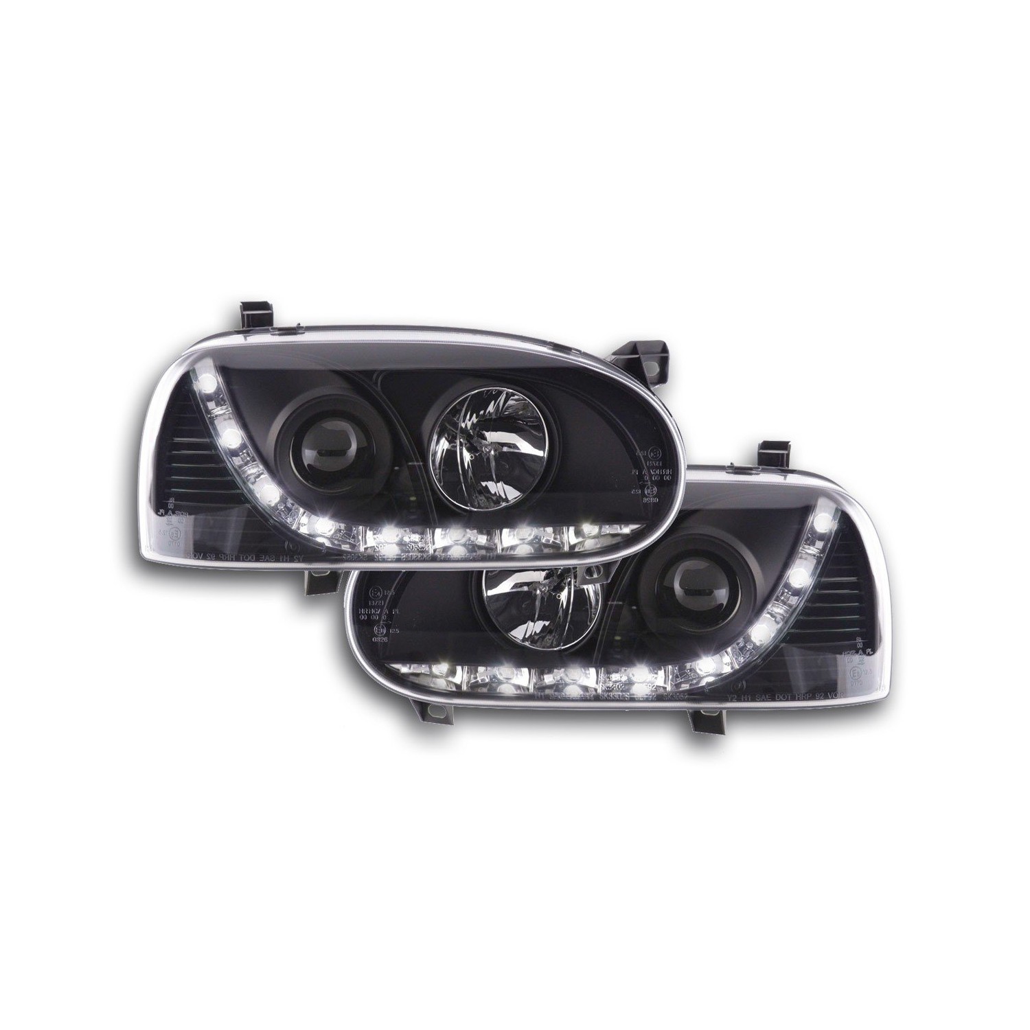 Daylight headlight LED DRL look VW Golf 3 type 1HXO 1EXO 91 97 black