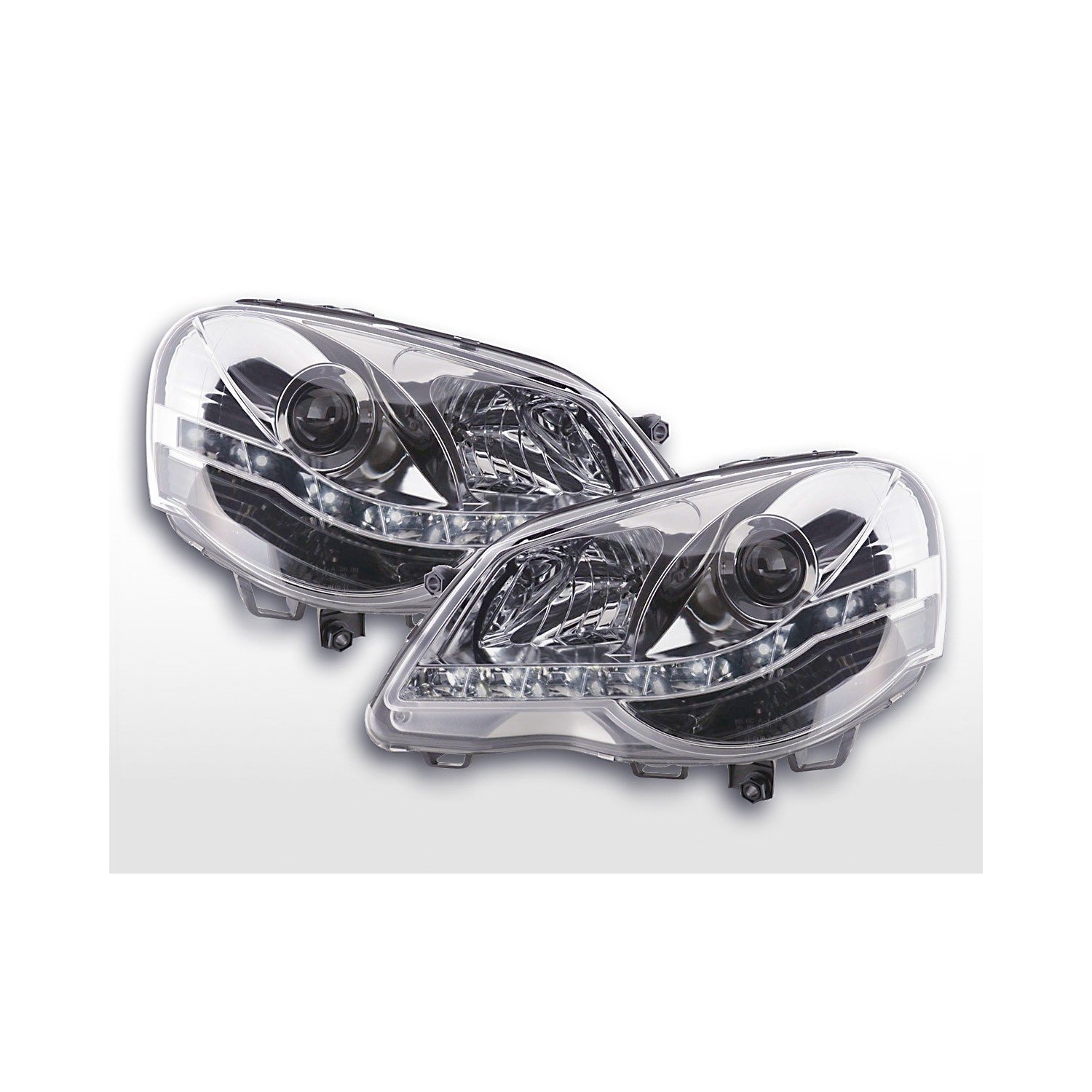 Daylight headlight LED DRL look VW Polo type 9N3 05 09 chrome