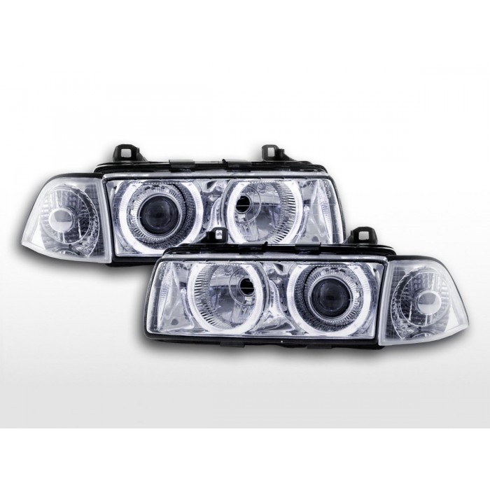 Xenon headlight set angel eyes optics BMW 3er Coupe type E36 year 92 98 chrome
