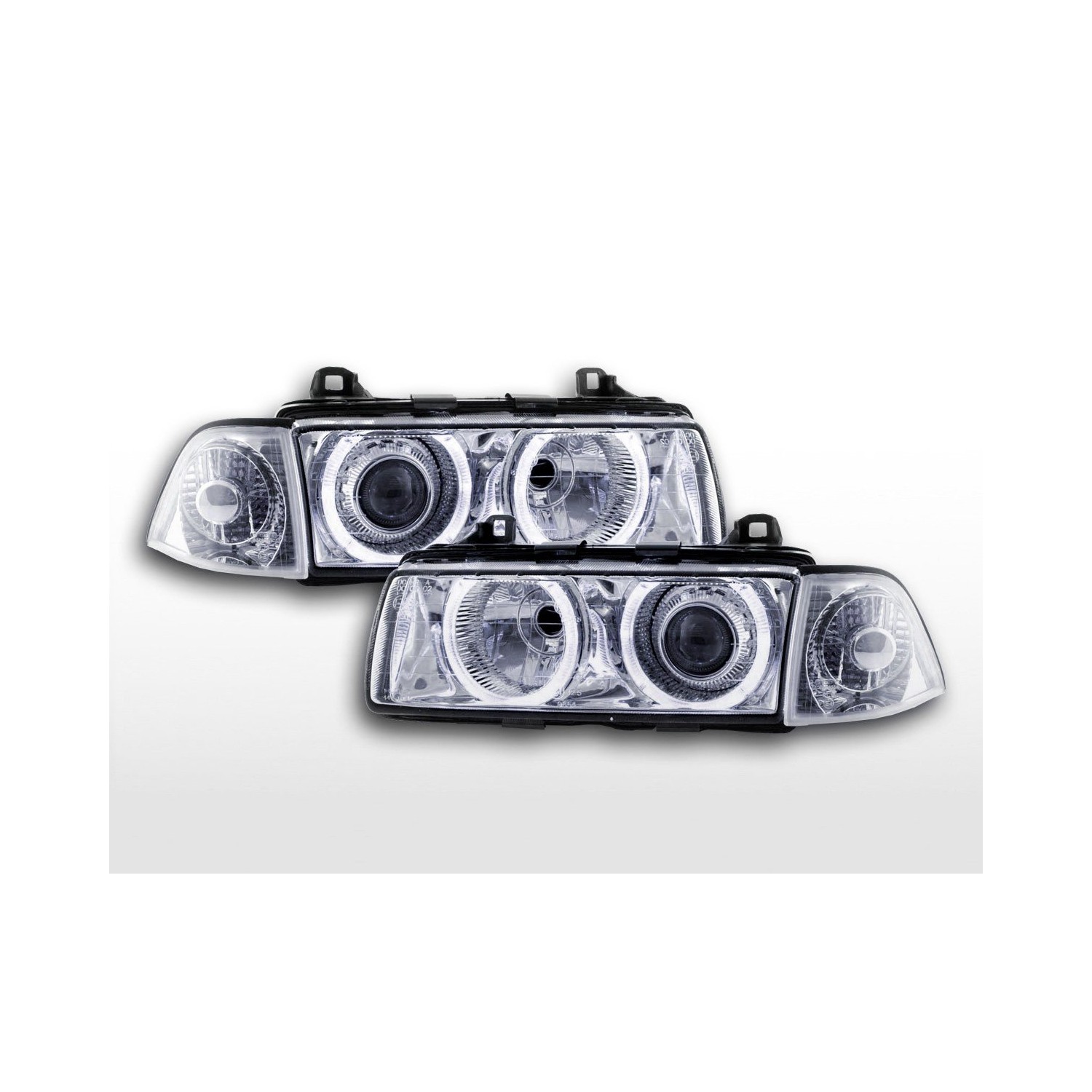 Xenon headlight set angel eyes optics BMW 3er Coupe type E36 year 92 98 chrome