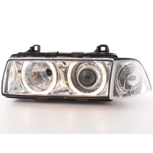 Xenon headlight set angel eyes optics BMW 3er Coupe type E36 year 92 98 chrome