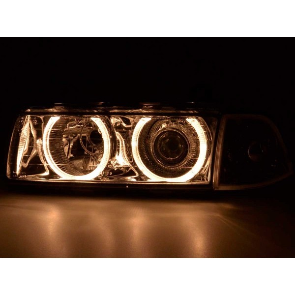 Xenon headlight set angel eyes optics BMW 3er Coupe type E36 year 92 98 chrome