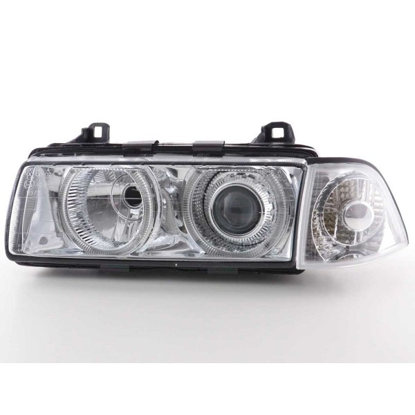 Xenon headlight set angel eyes optics BMW 3er Coupe type E36 year 92 98 chrome