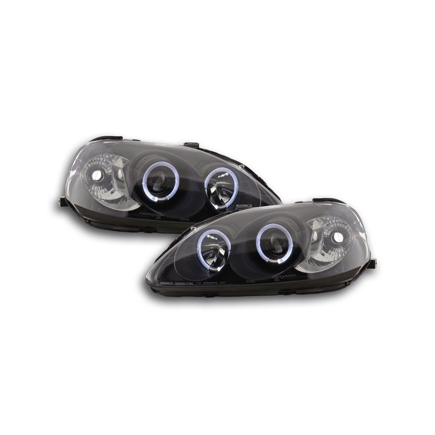 Headlight set Honda Civic Coupe Civic 4 door 99 00 black