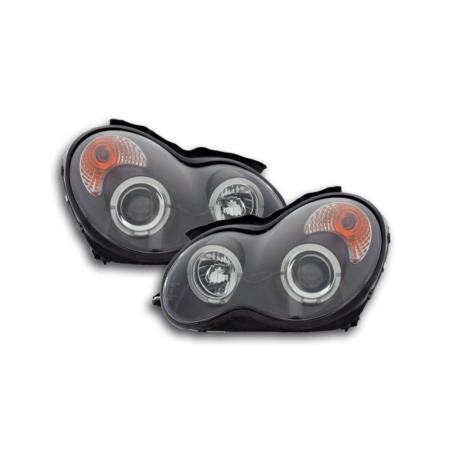 Headlight set Mercedes C Class type W203 00 07 black for right hand drive