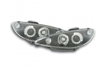 Headlight set Peugeot 206 98 03 black