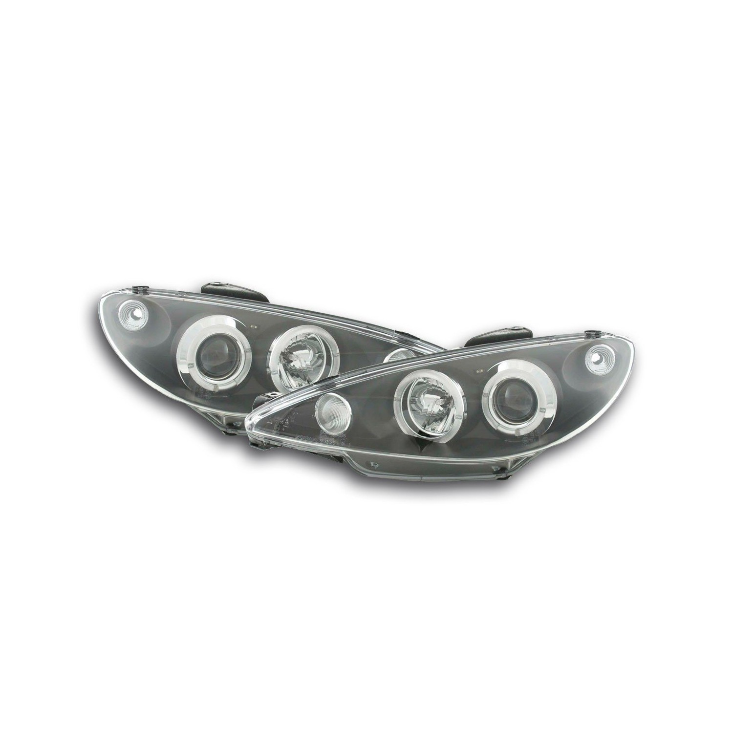 Headlight set Peugeot 206 98 03 black