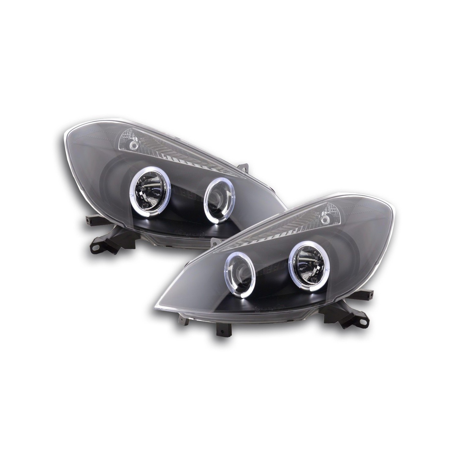 Headlight set Renault Clio type R 05 black only for right hand drive