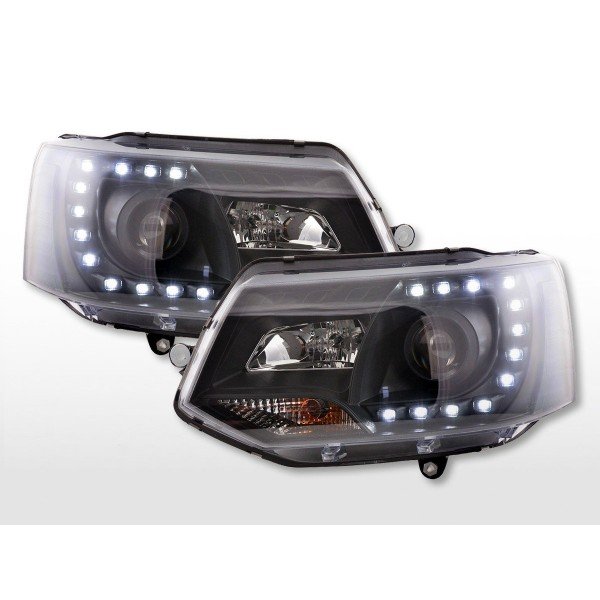 Headlight set Daylight LED daytime running lights VW Bus T5 from 2009 black