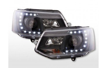 Headlight set Daylight LED daytime running lights VW Bus T5 from 2009 black