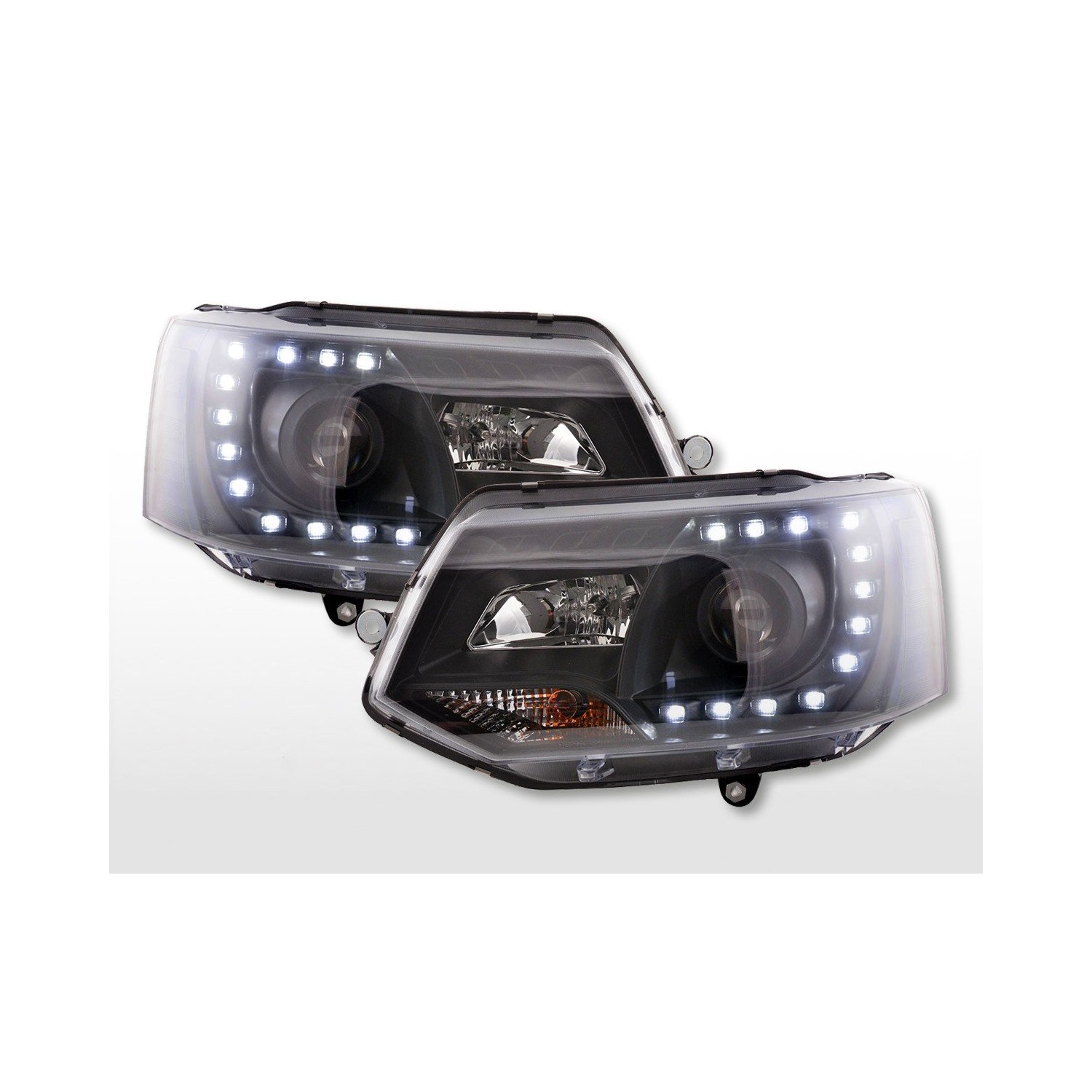 Headlight set Daylight LED daytime running lights VW Bus T5 from 2009 black