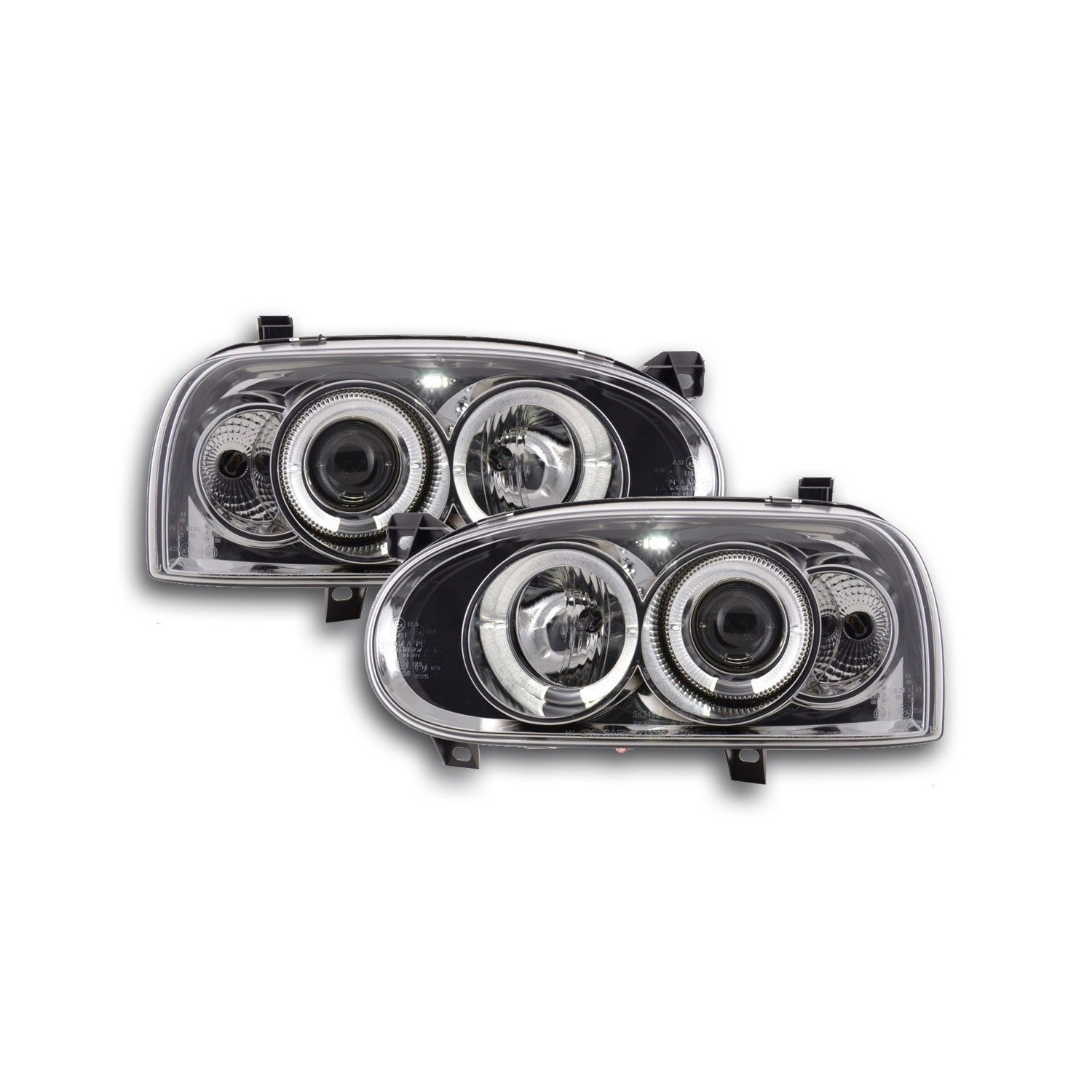 Headlight set VW Golf 3 type 1HXO 1 EXO 91 97 chrome