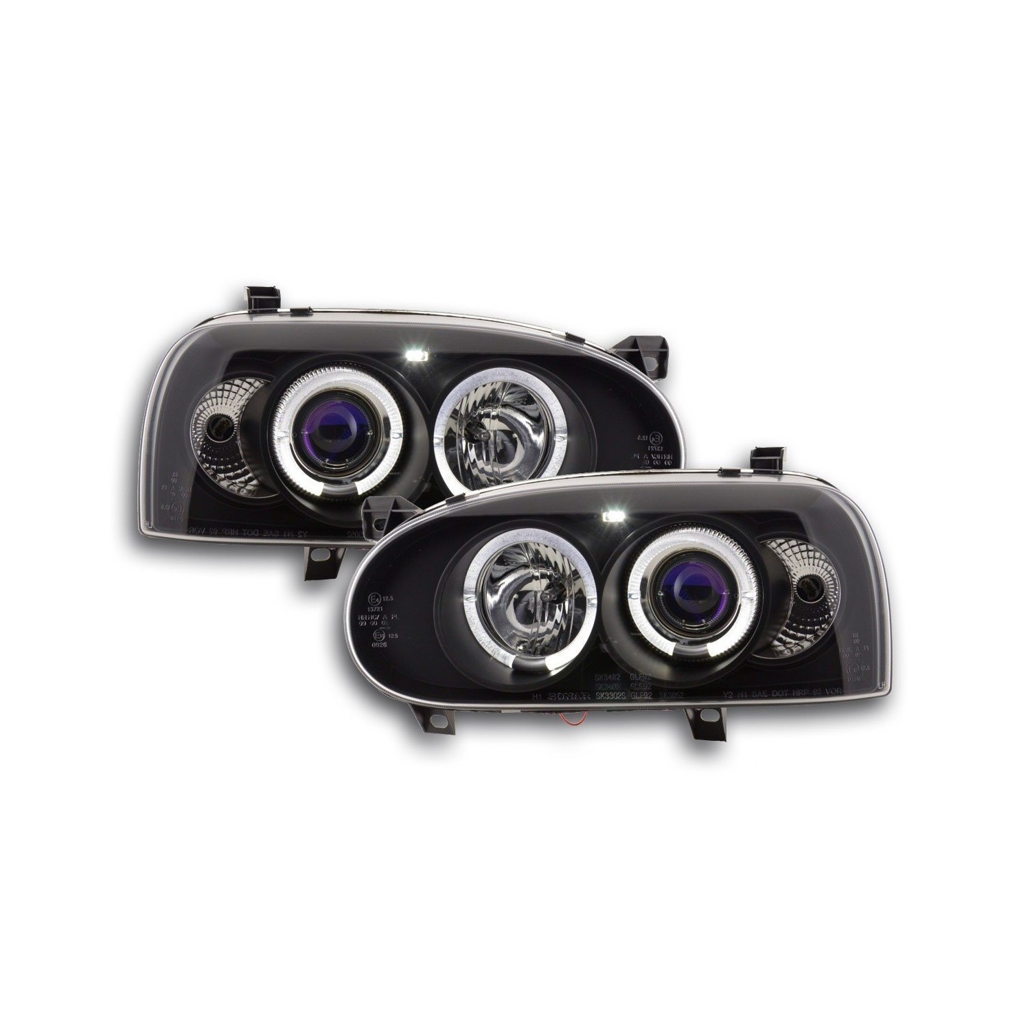Headlight set VW Golf 3 type 1HXO 1 EXO 91 97 black