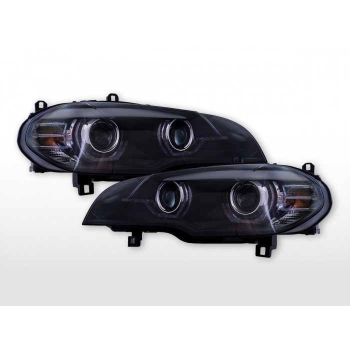 LED headlight set with LED daytime running lights and AFS chip BMW X5 E70 year 08 13 black for right hand drive vehicles