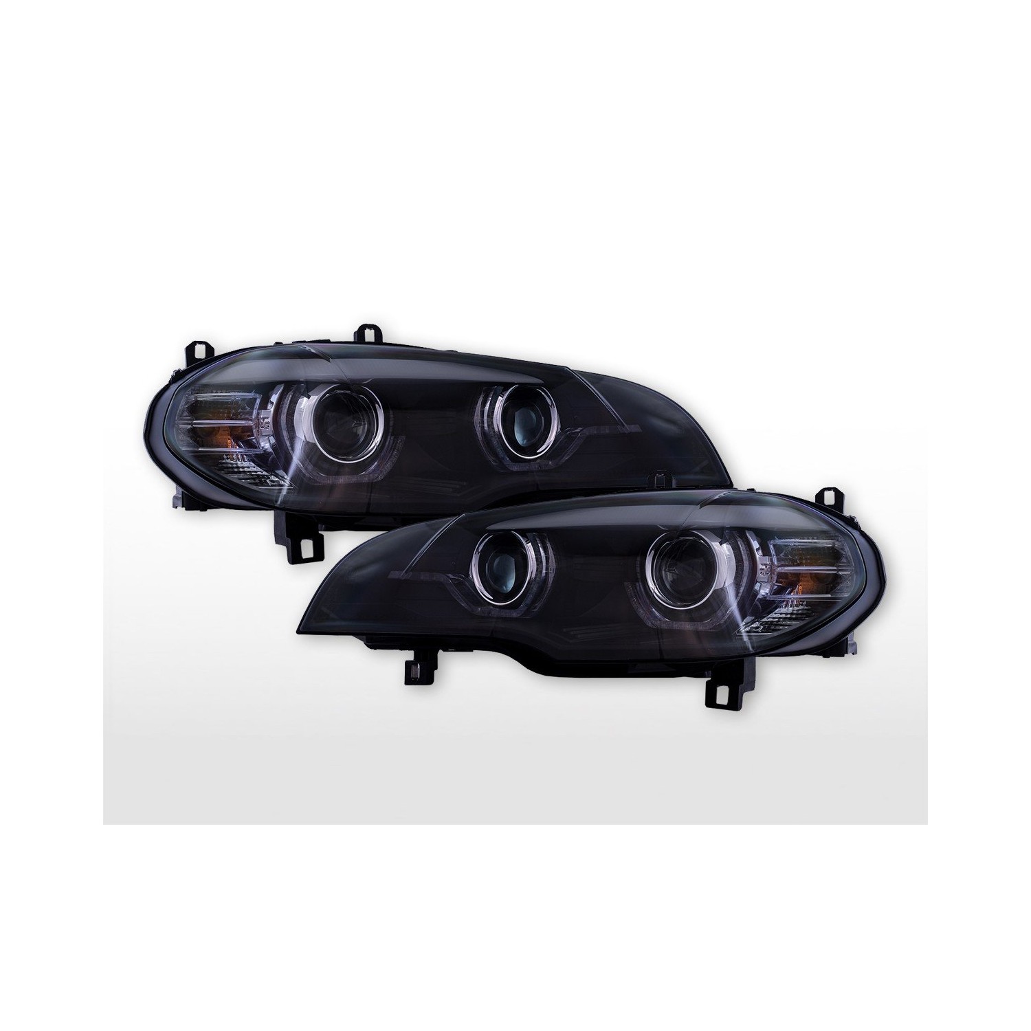 LED headlight set with LED daytime running lights and AFS chip BMW X5 E70 year 08 13 black for right hand drive vehicles