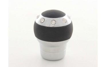 Gear knob aluminum with crystals and leather trim
