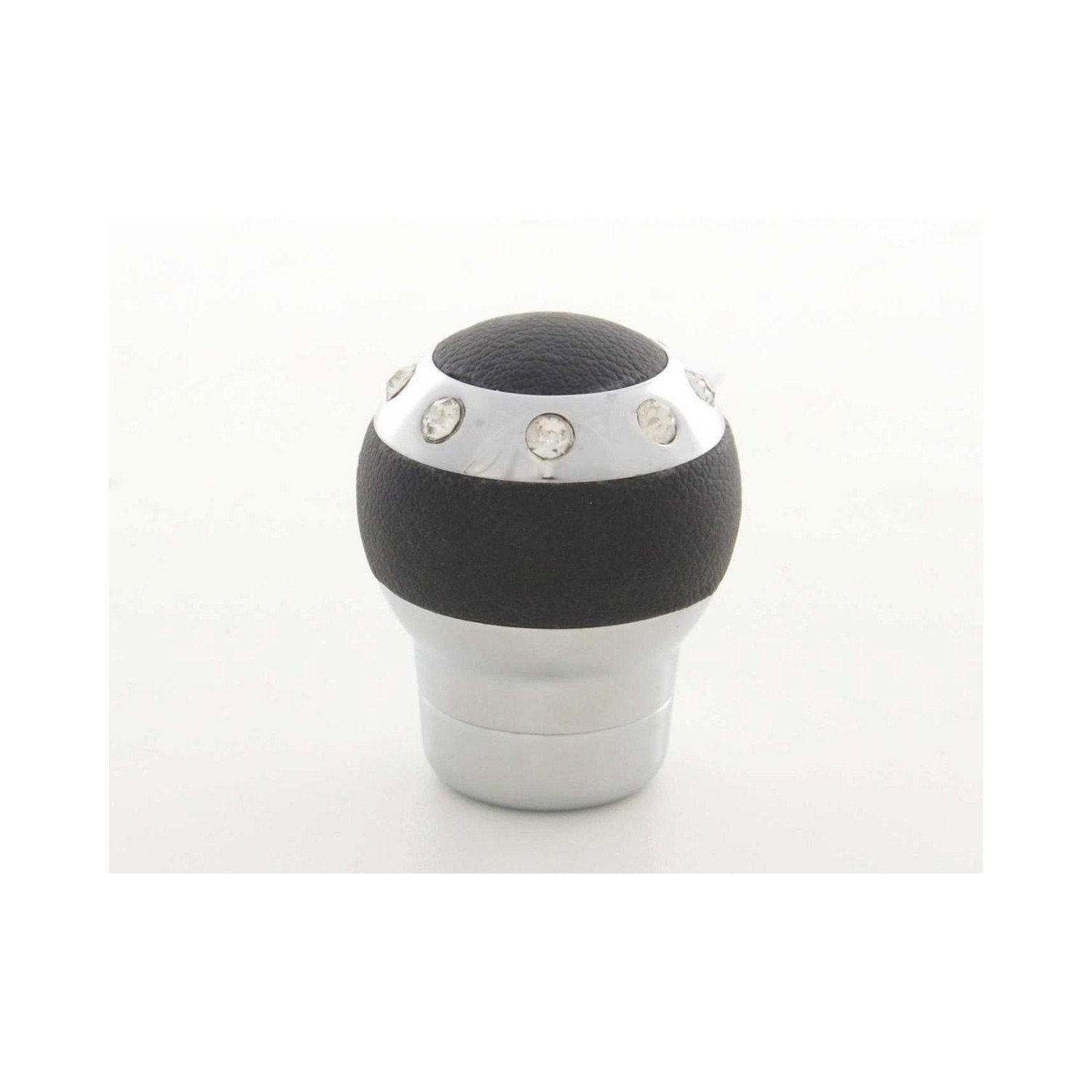 Gear knob aluminum with crystals and leather trim
