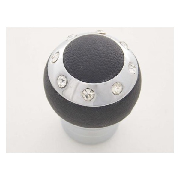 Gear knob aluminum with crystals and leather trim