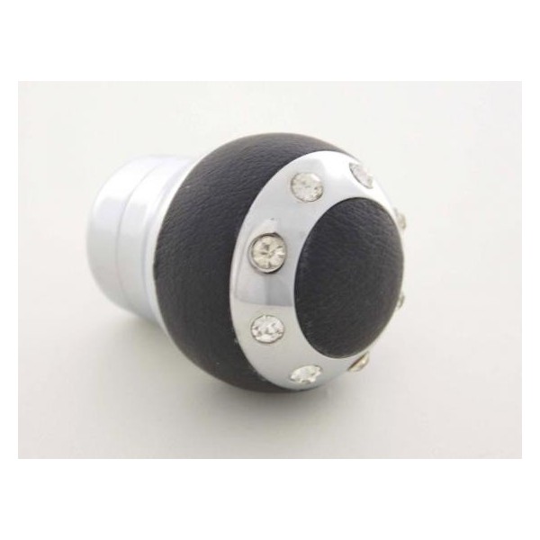 Gear knob aluminum with crystals and leather trim