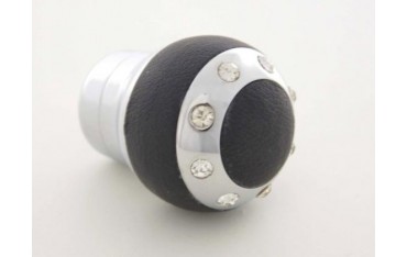 Gear knob aluminum with crystals and leather trim