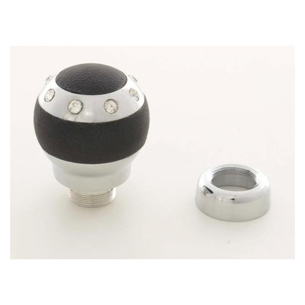Gear knob aluminum with crystals and leather trim