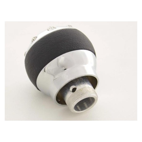 Gear knob aluminum with crystals and leather trim