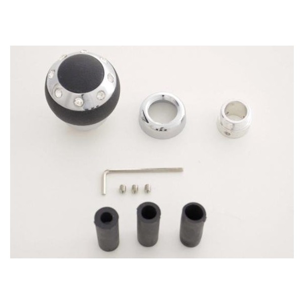 Gear knob aluminum with crystals and leather trim