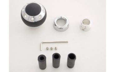 Gear knob aluminum with crystals and leather trim