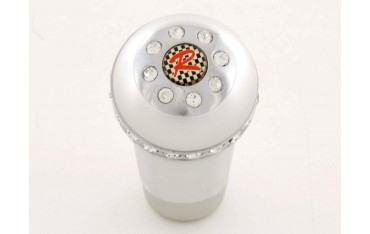 Gear knob aluminum with crystals surface chrome