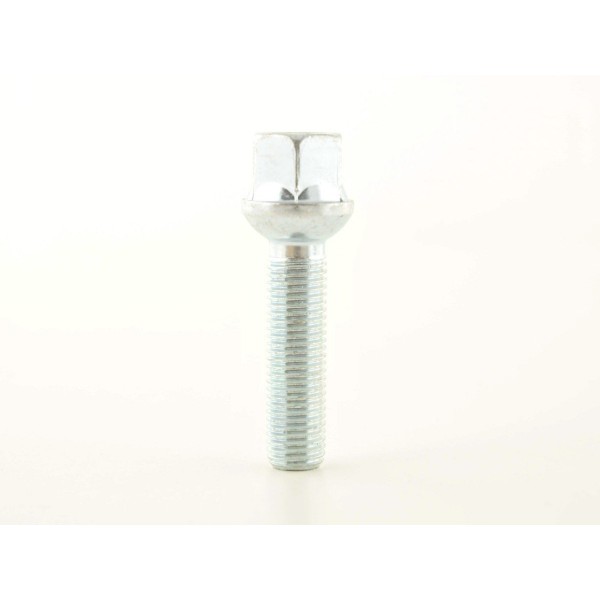 Single wheel bolt shaft length 45mm spherical collar silver M12x15