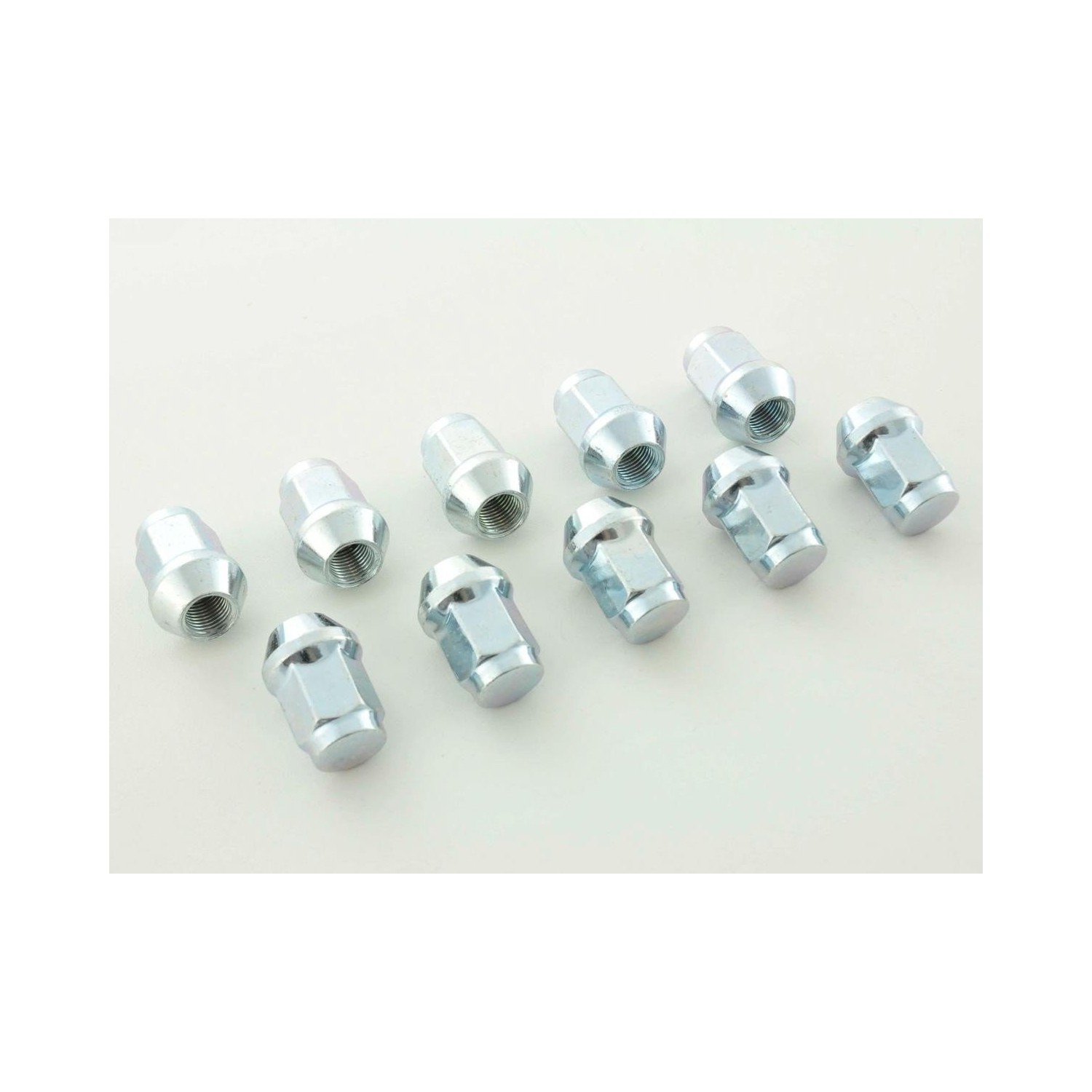 Wheel nuts set 10 pieces length 35mm tapered collar M14X15 silver