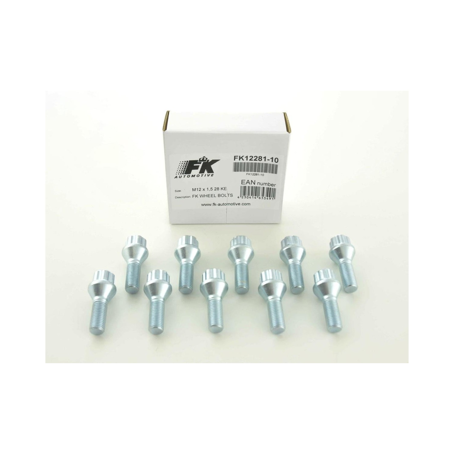 Wheel bolt set 8 pcs Conical collar shaft length 35mm M12x125 silver
