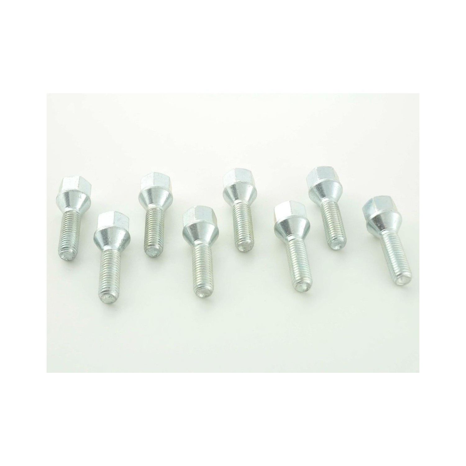 Wheel bolt set 8 pcs Conical collar shaft length 60mm M12x15 silver