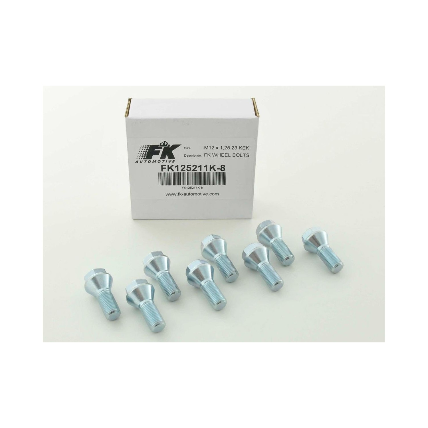Wheel bolt set 8 pieces tapered collar short head shaft length 22mm M12x125 silver